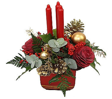 Red and Gold Flower Arrangement