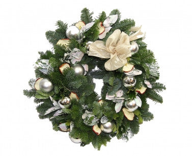 Silver Baubles and Dried Fruit Christmas Wreath