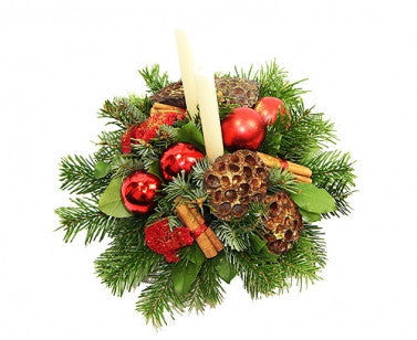 White Candle Xmas Arrangement