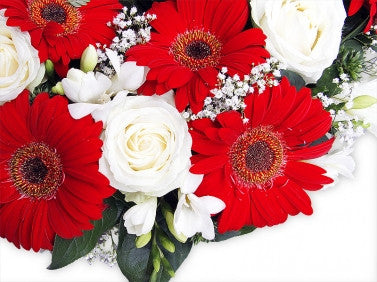 Red and White Funeral Posy