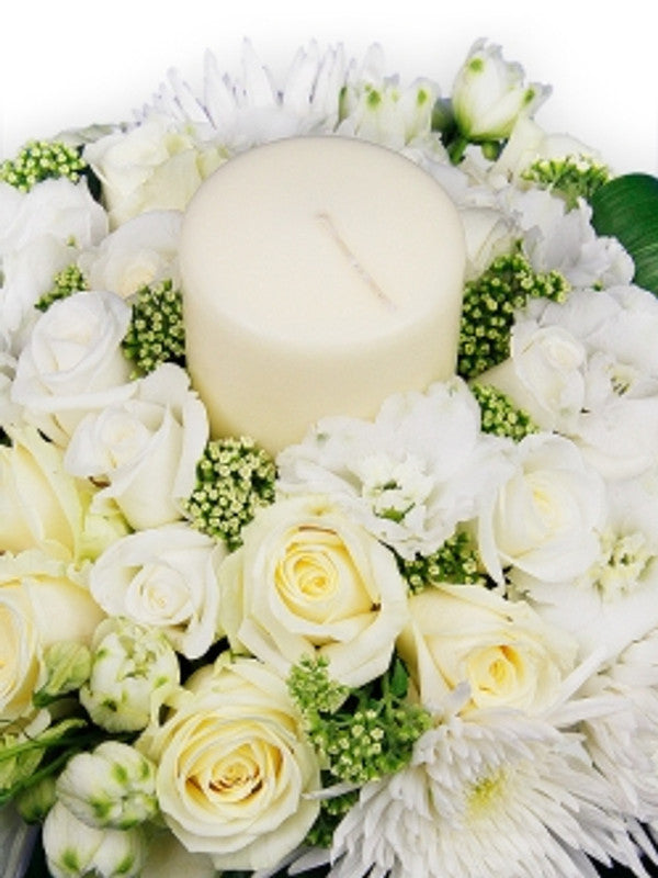 White Flowers and Candle