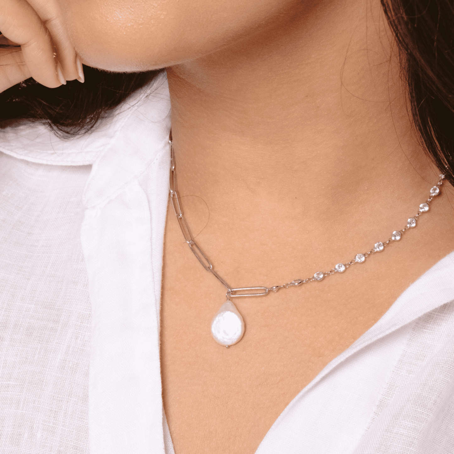 Aspen Pearl Necklace - Silver