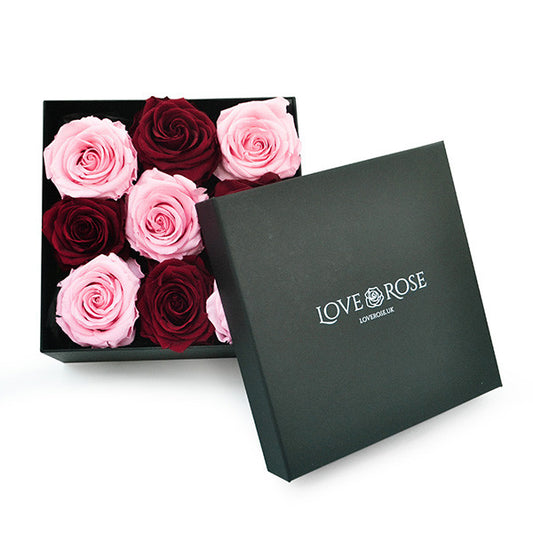 Infinity Red & Pink Roses in a Black Box