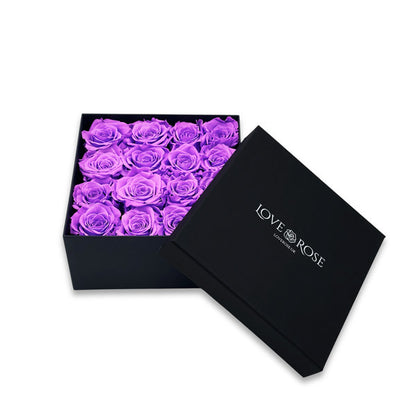 16 Infinity Purple Roses in a Black Box