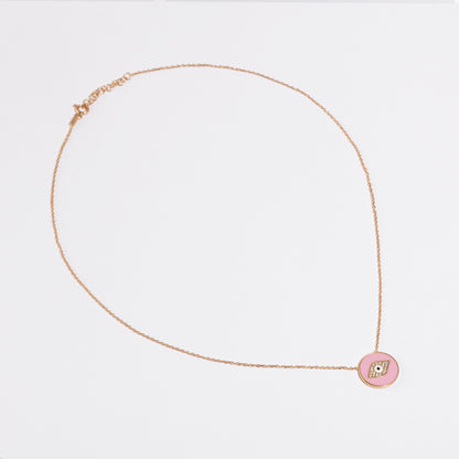 Havana Enamel Evil Eye Necklace - Pink