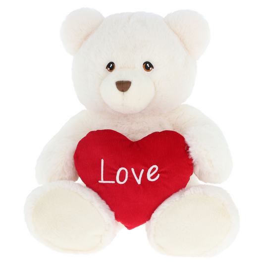 Large Cream Bear with Love Heart