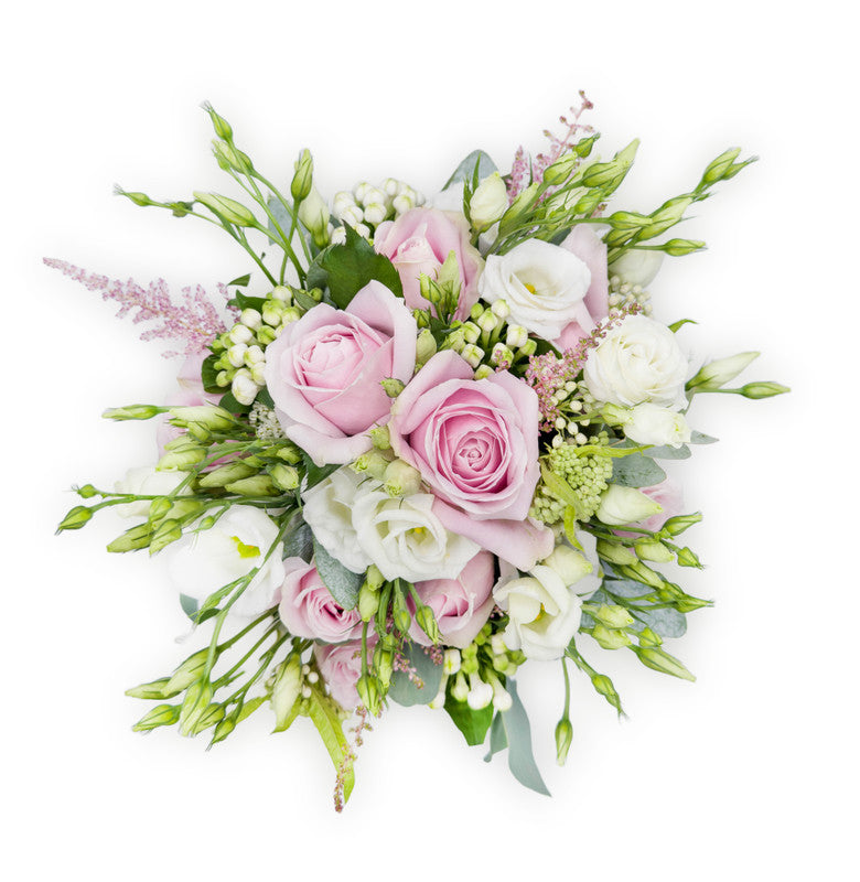 Pink Roses and Lisianthus Bridal Bouquet