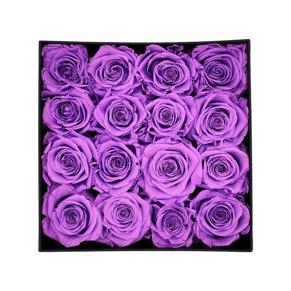 16 Infinity Purple Roses in a Black Box