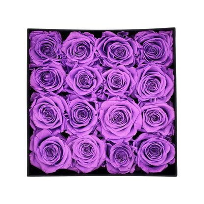 16 Infinity Purple Roses in a Black Box