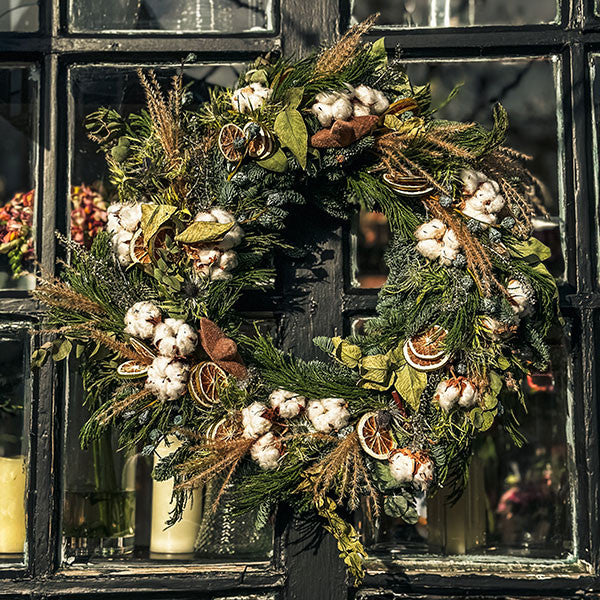 Cotton and Lime Christmas Wreath