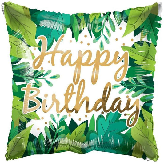 ECO ONE Balloon - Birthday Foliage Square (18 inch)