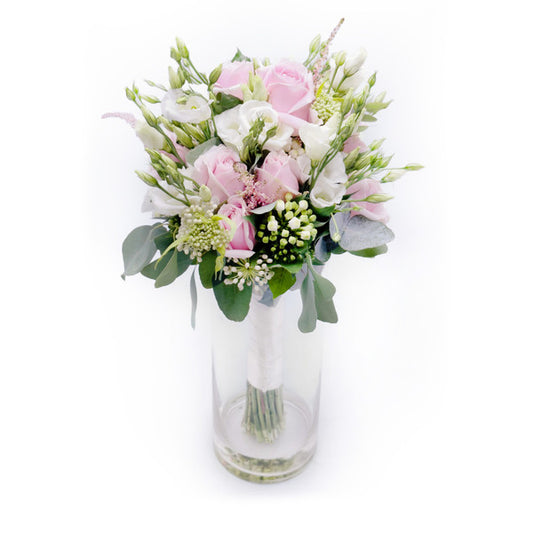 Pink Roses and Lisianthus Bridal Bouquet