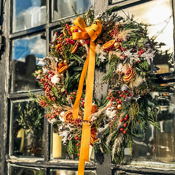 Orange and Silver festive Wreath