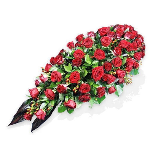 Luxury Red Rose Funeral Casket Spray