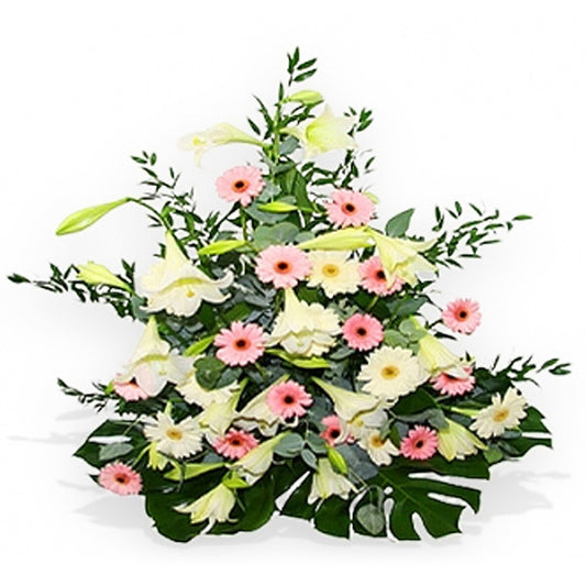 White and Pink Flower Sympathy Basket