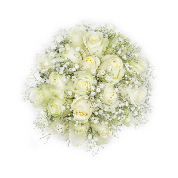 White Rose and Baby's Breath Bridal Bouquet