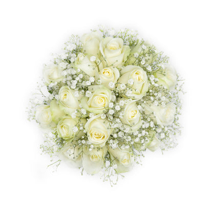 White Rose and Baby's Breath Bridal Bouquet